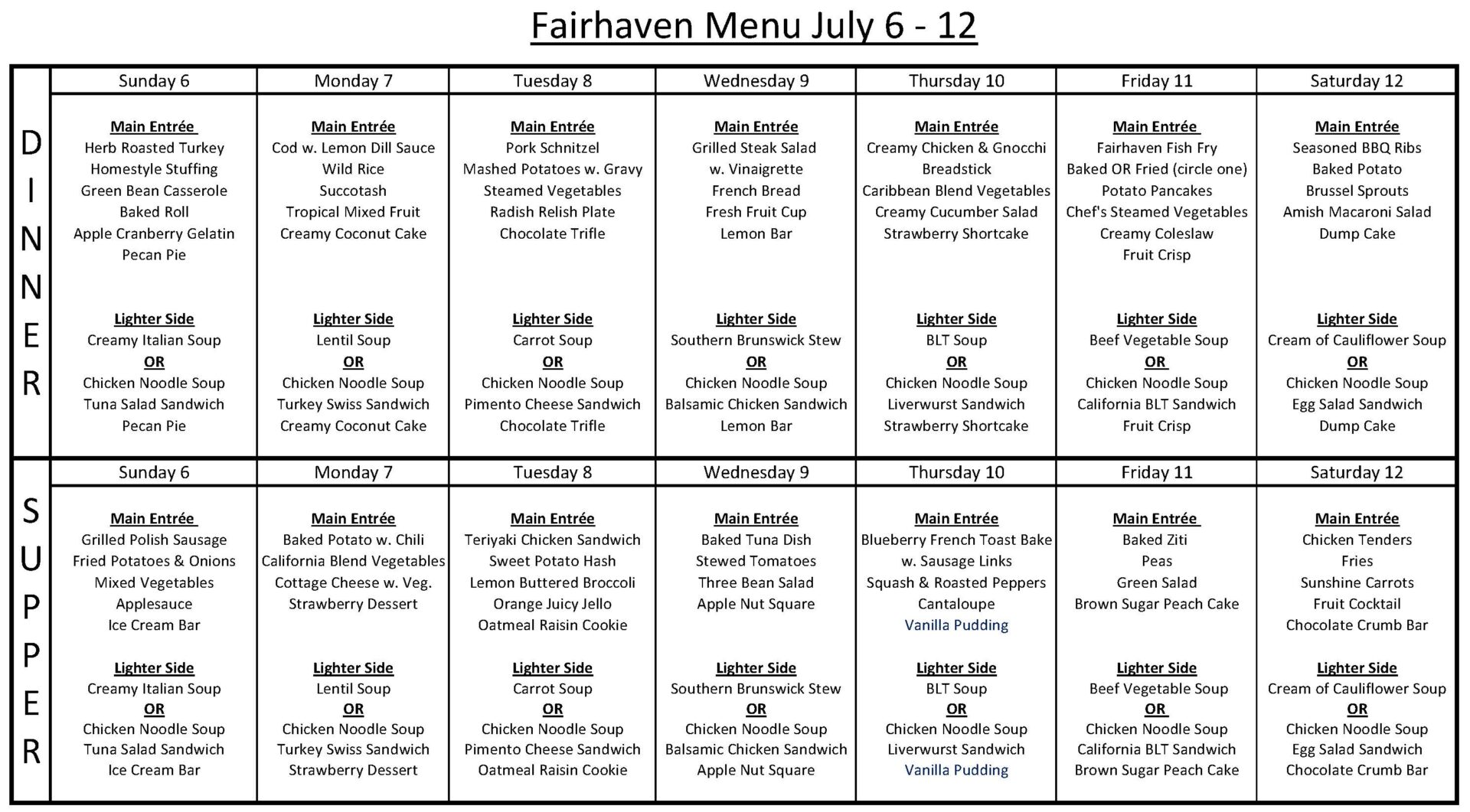 Spring and Summer Menu 2025